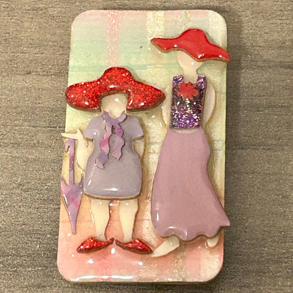 Woman Pins by Lucinda Red Hat Society Vintage #E417 Brooch Pin